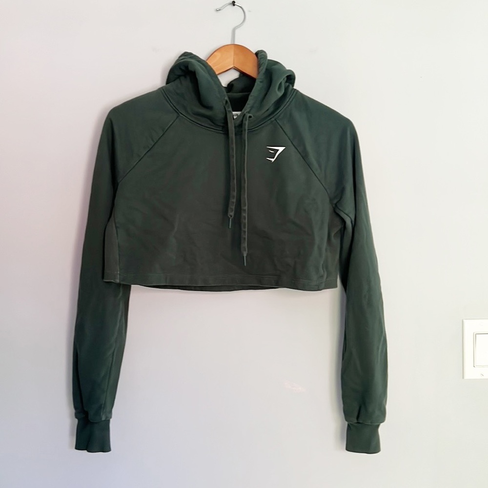 Gymshark Training Cropped Hoodie Alpine Green Size XS